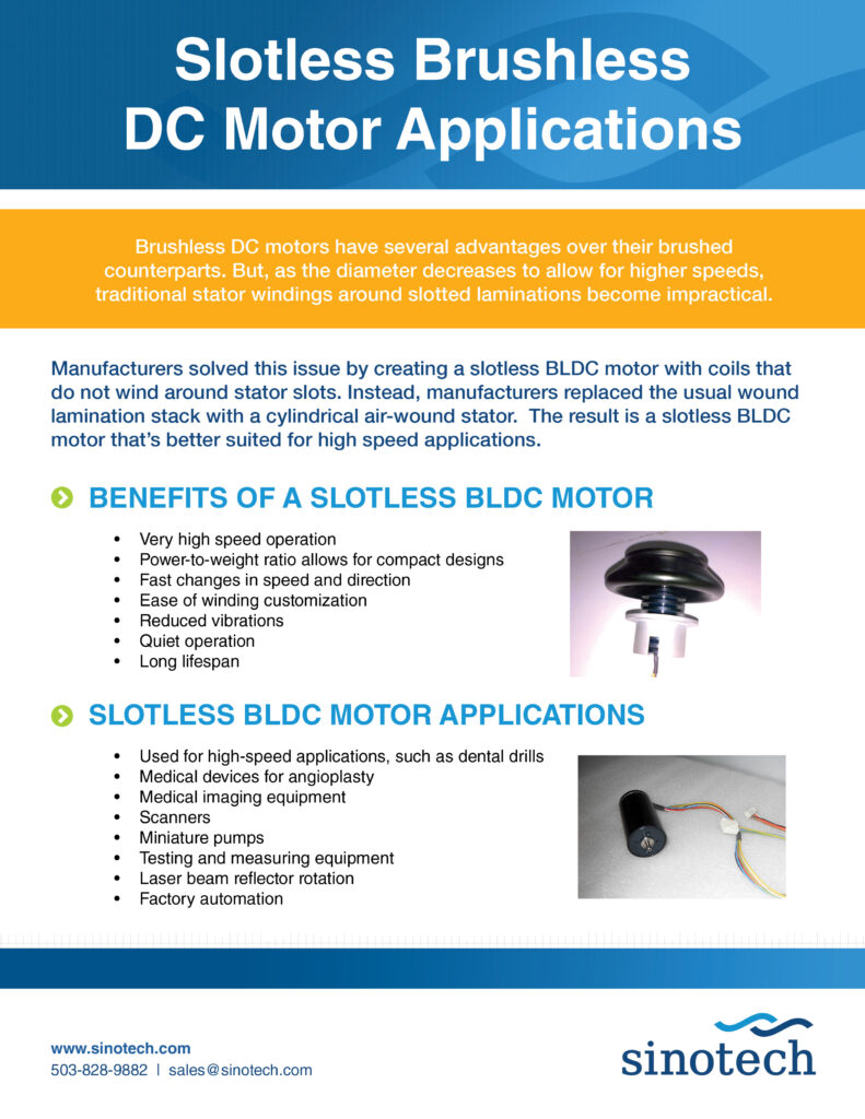 Slotless Brushless DC Motor Applications